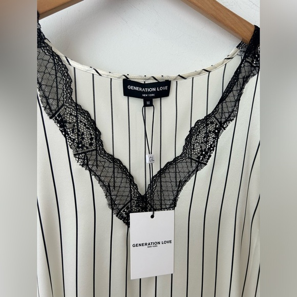 Generation Love Striped Top with Black Lace - Picture 2 of 4